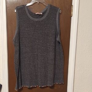 Philosophy Gray Sleeveless Top with Colorful Trim